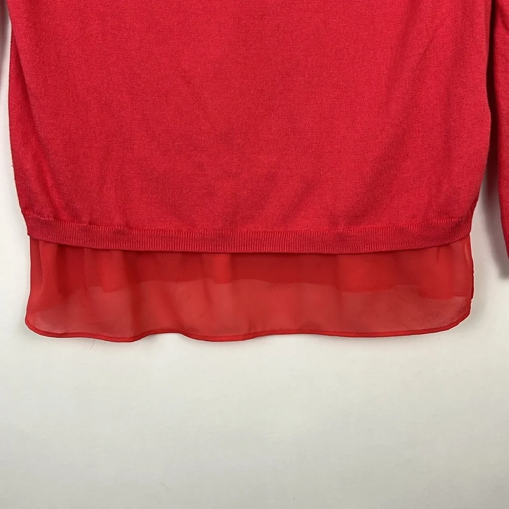DKNYC blouse with layered hem in vibrant coral color M - Picture 5 of 9
